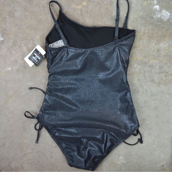 BAR III Faux Snakeskin One-Shoulder One-Piece Swimsuit, Size XS - Picture 8 of 12